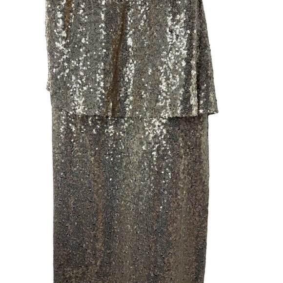 NWT Jasmine Gold Sequin Formal Spaghetti Strap 14 Gown - Picture 7 of 9
